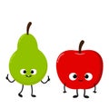 Cartoon pear and apple vector illustration Royalty Free Stock Photo